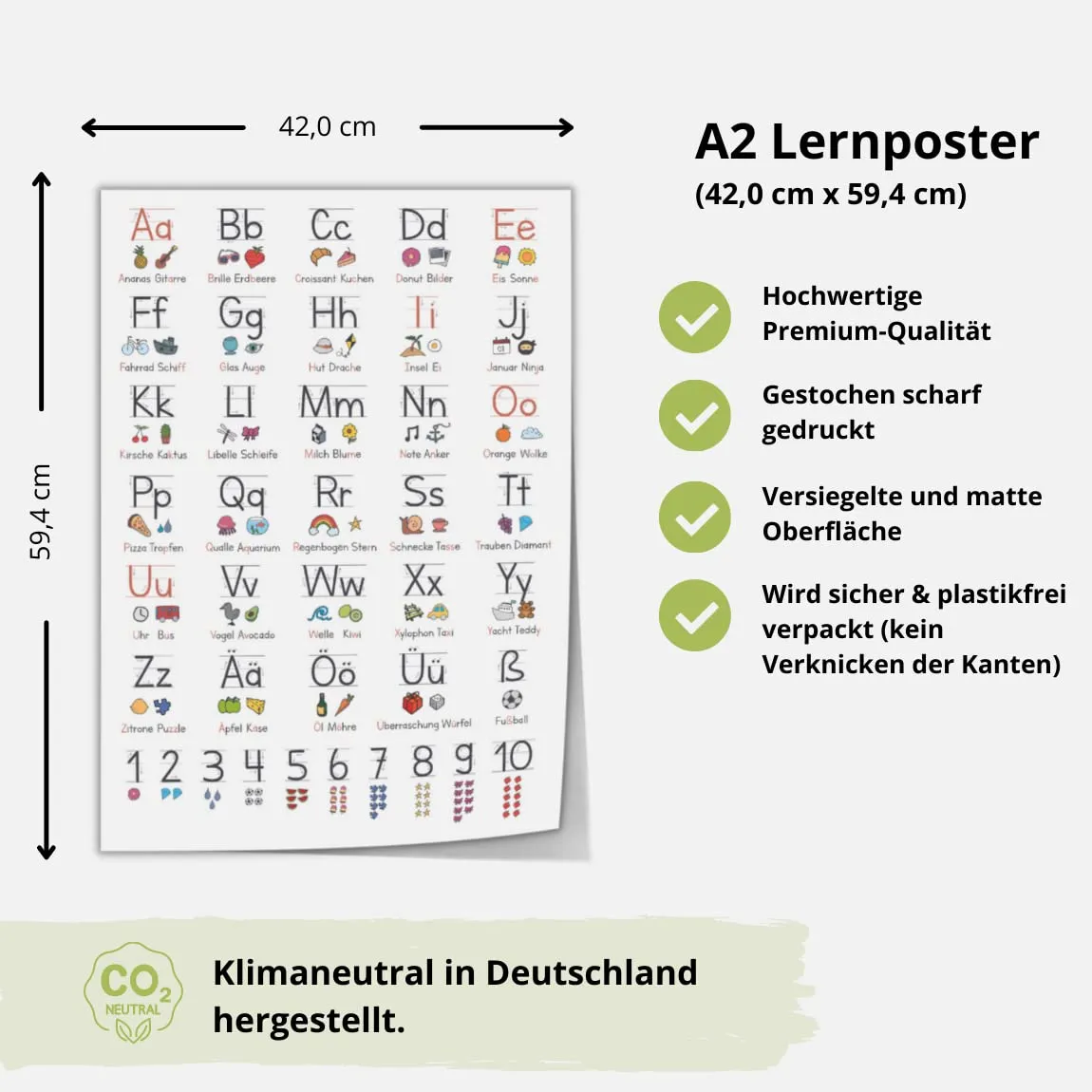 MeinBaby123 Lernposter ABC Poster A2 schwarz-weiß