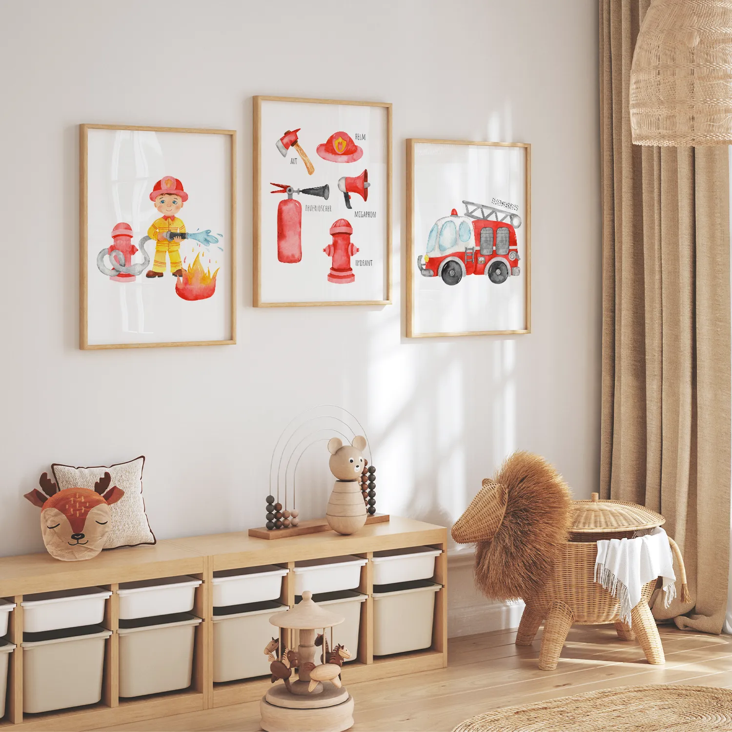 MeinBaby123 Kinderzimmerposter Feuerwehr 3er A4
