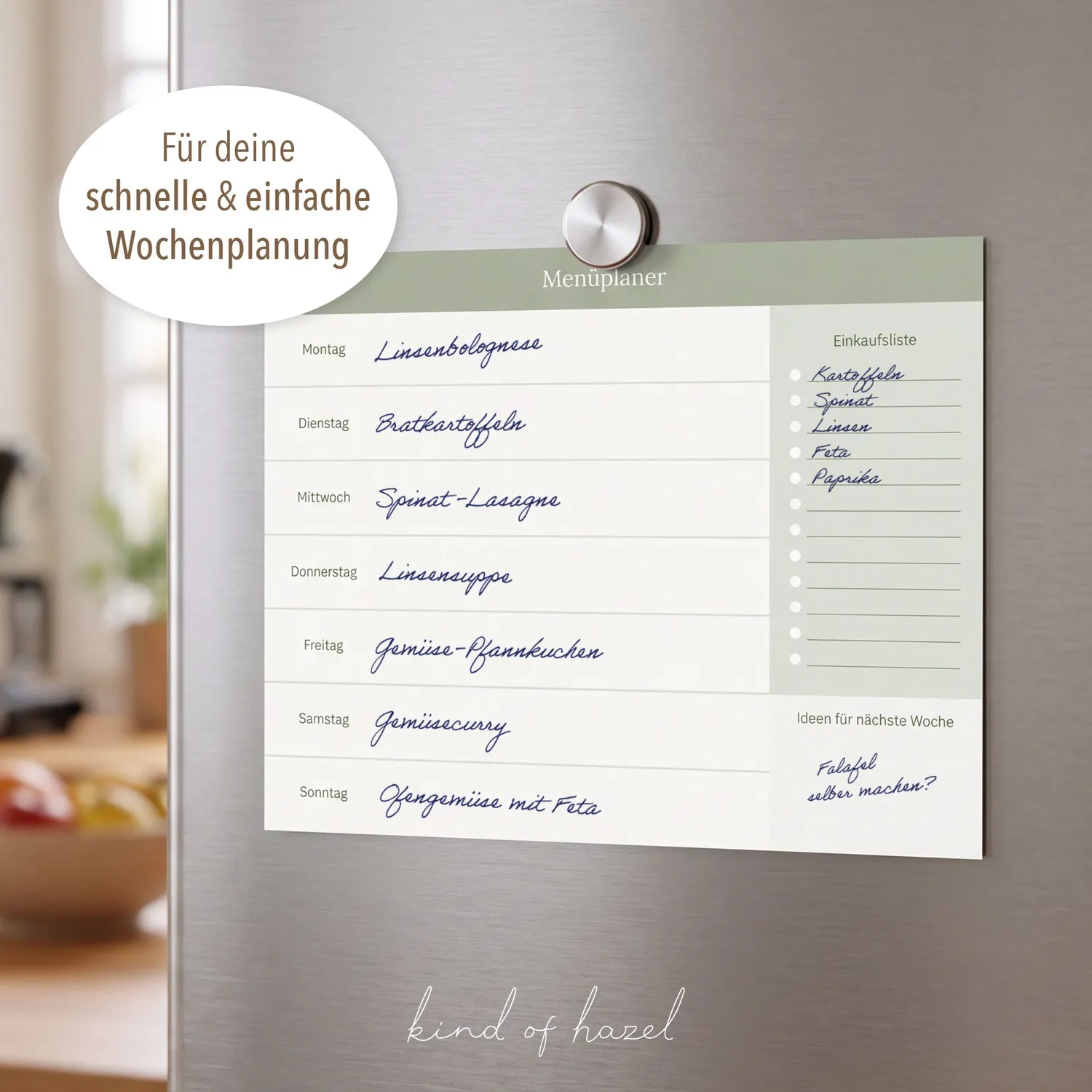 MINTKIND Essensplaner Block A4 Wochenplaner 25 Blatt