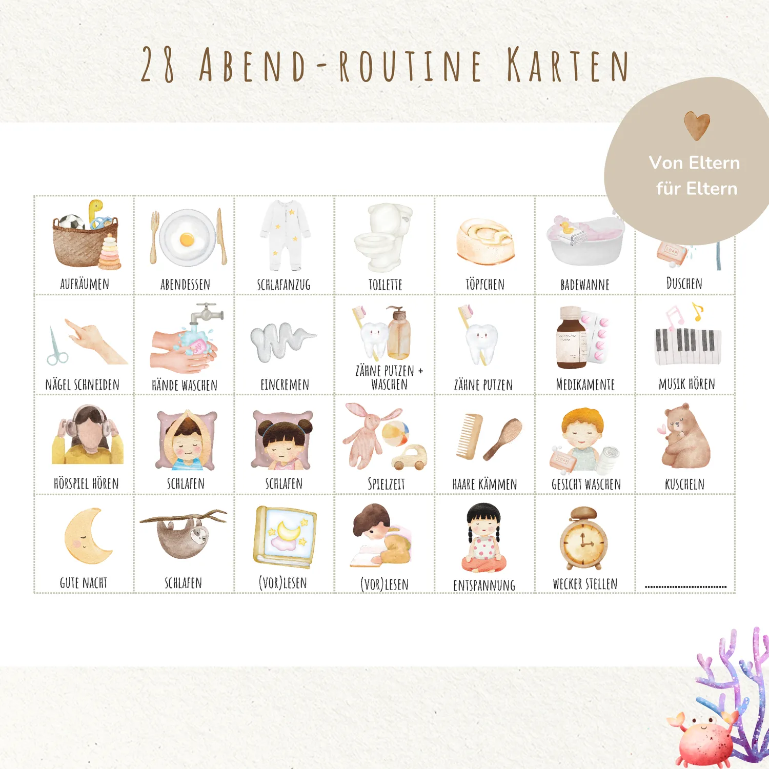 MeinBaby123 Morgen- & Abendroutine Stundenplan Meerjungfrau PDF