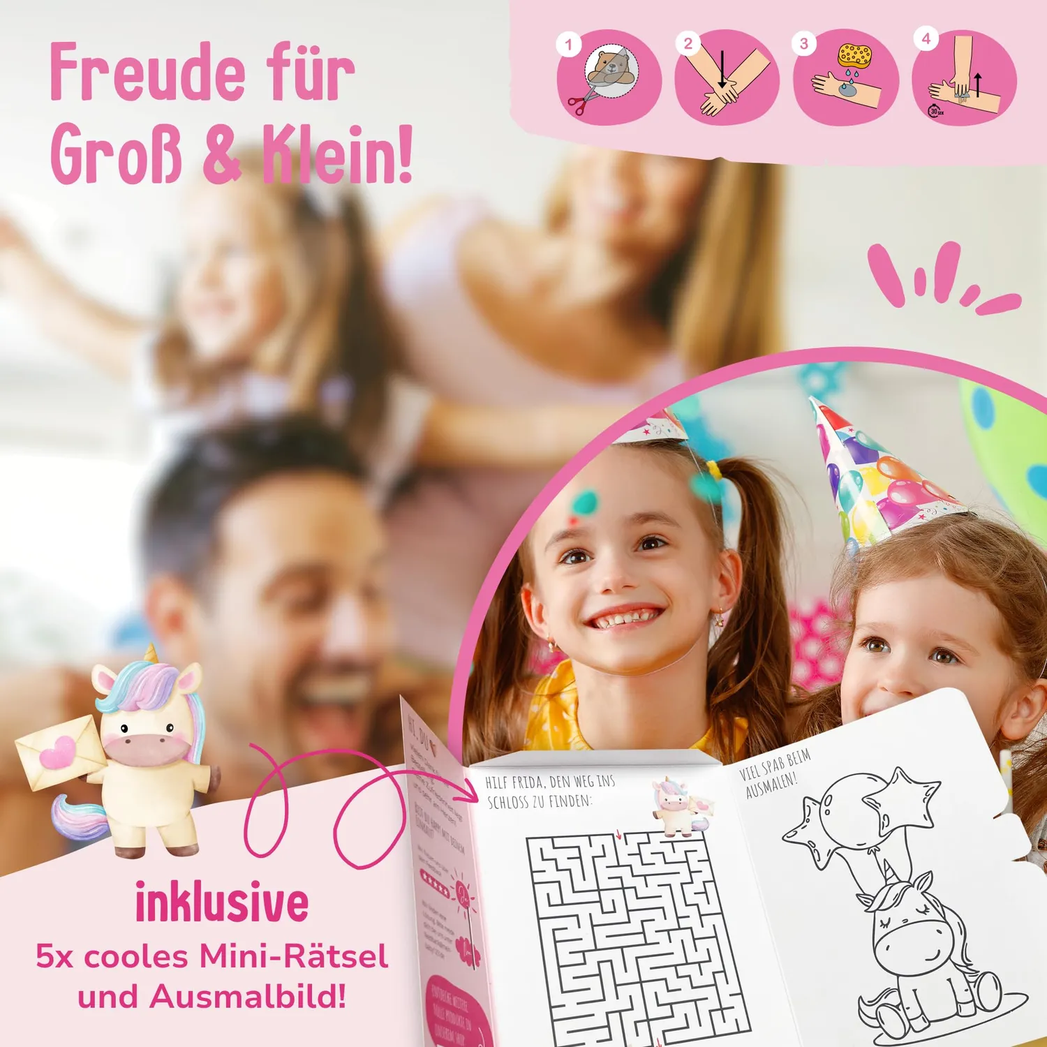 MeinBaby123 Kinder Tattoos Einhorn Fee 550 Stück 5er Set
