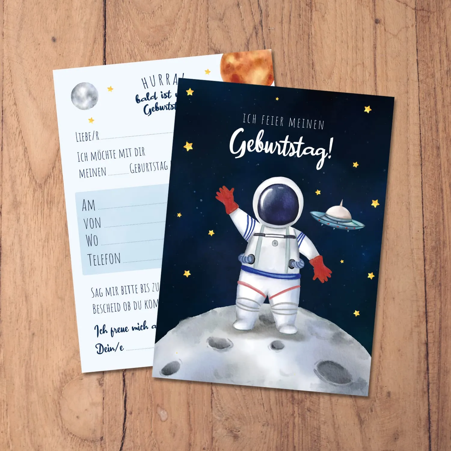 MeinBaby123 Einladungskarten Kindergeburtstag Astronaut 10er DIN A6