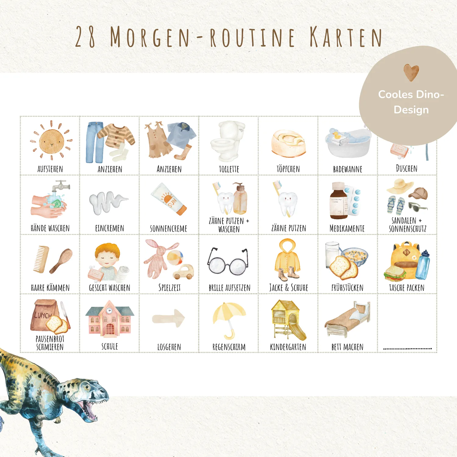 MeinBaby123 Morgen- Abendroutine Kinder Dino Ausdruck