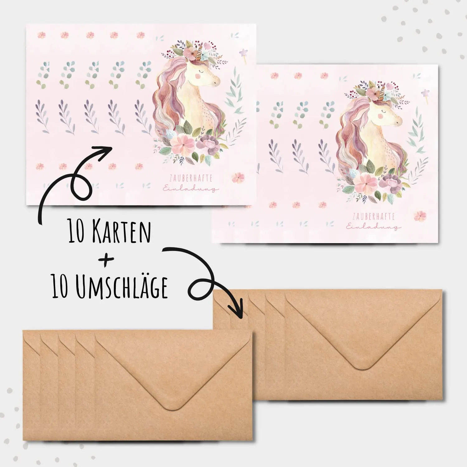MeinBaby123 Einhorn Einladungskarten 10er Set A6