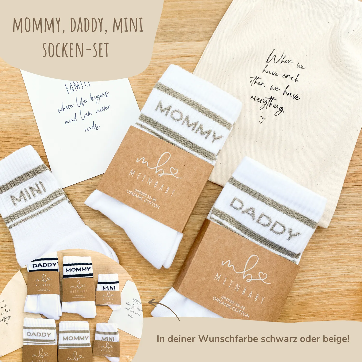 MeinBaby123 Komplett-Set Schwangerschaft Socken beige Tagebuch