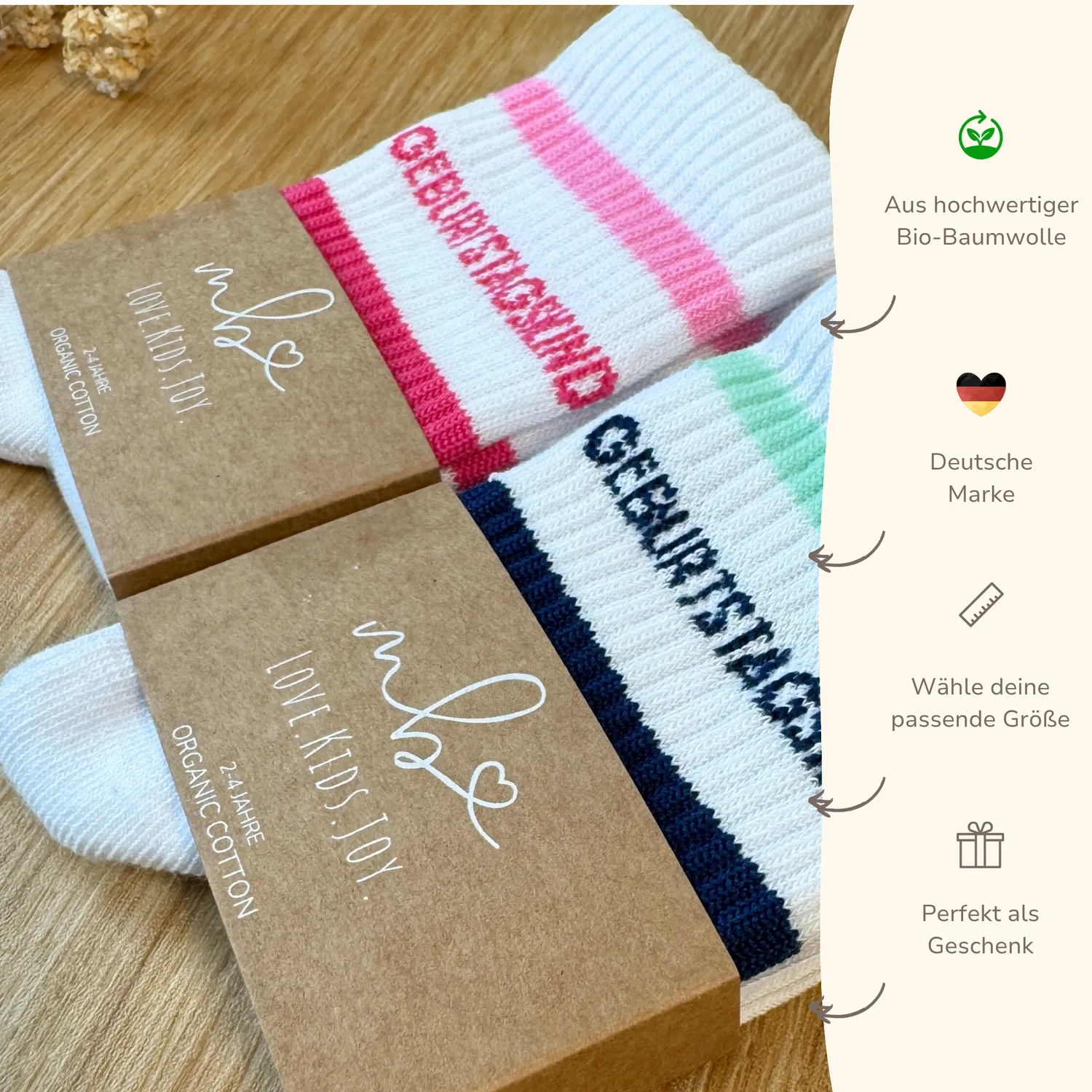 MeinBaby123 Geburtstagskind Socken Pink Baumwolle 1 Paar