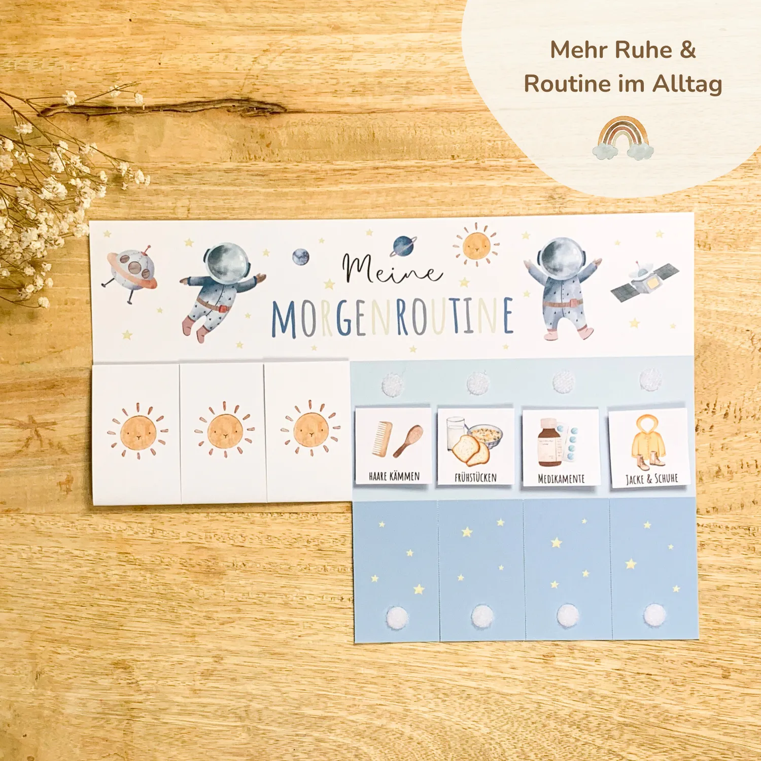MeinBaby123 Astronaut Morgen- Abendroutine Kinder zum Ausdrucken