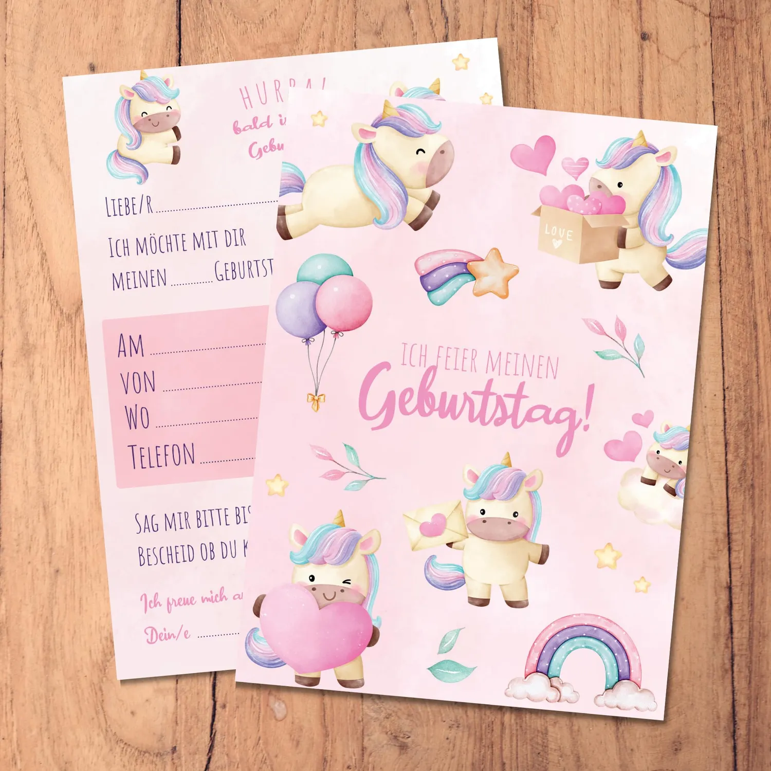 MeinBaby123 Einhorn Einladungskarten Kindergeburtstag 10er Umschlag