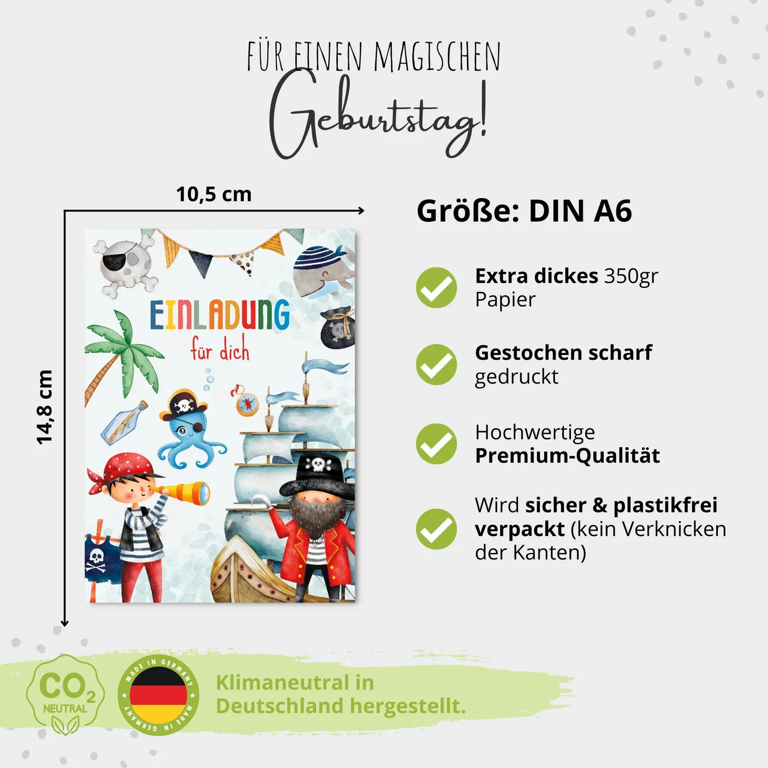 MeinBaby123 Einladungskarten Kindergeburtstag Piraten 10er