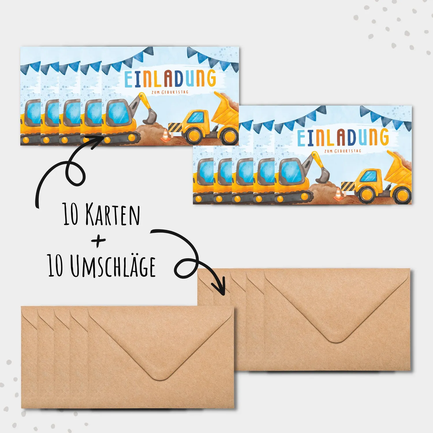 MeinBaby123 Einladungskarten Kindergeburtstag 10er Kraftpapier