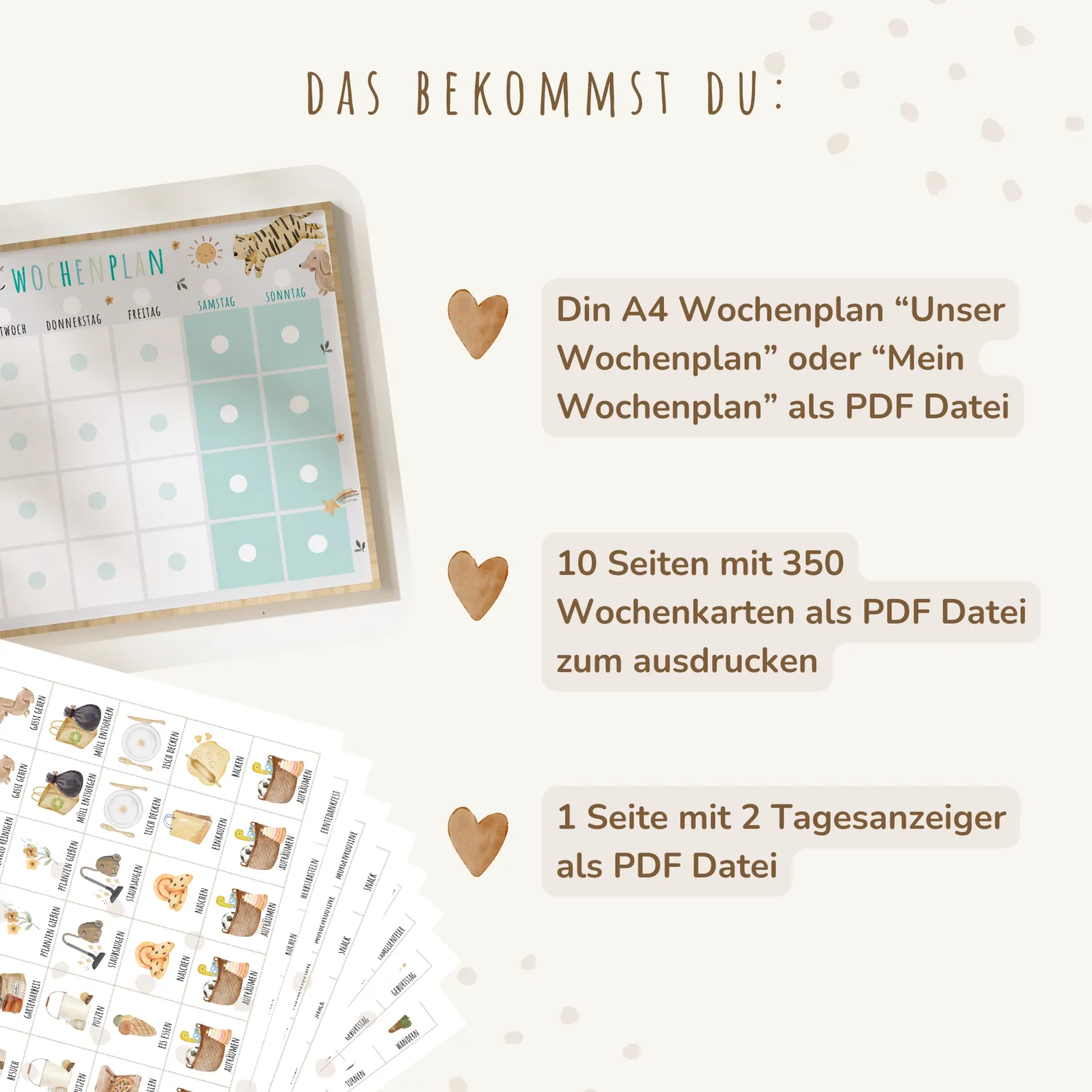 MeinBaby123 Montessori Wochenplan Kinder Boho PDF zum Ausdrucken