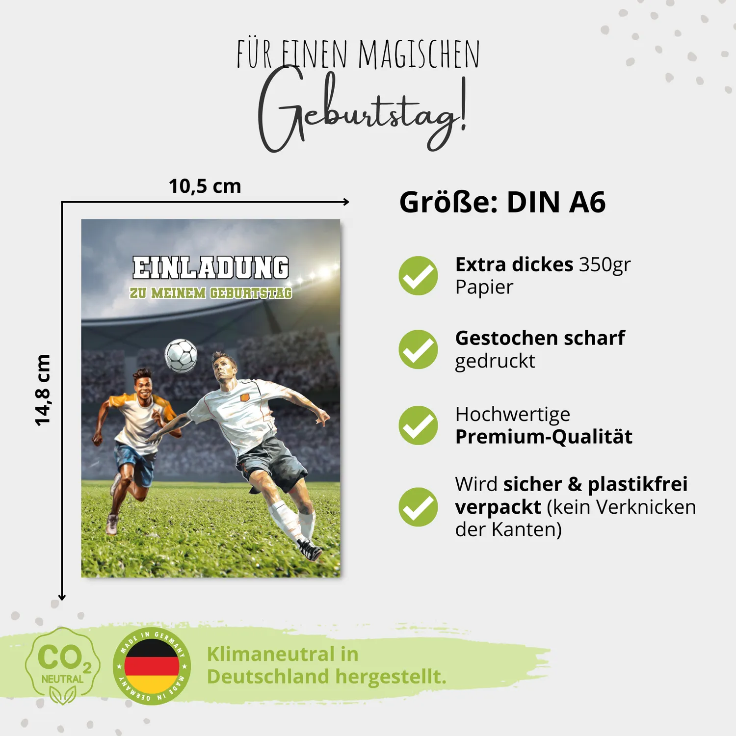 MeinBaby123 Einladungskarten Fußball 10er Set A6