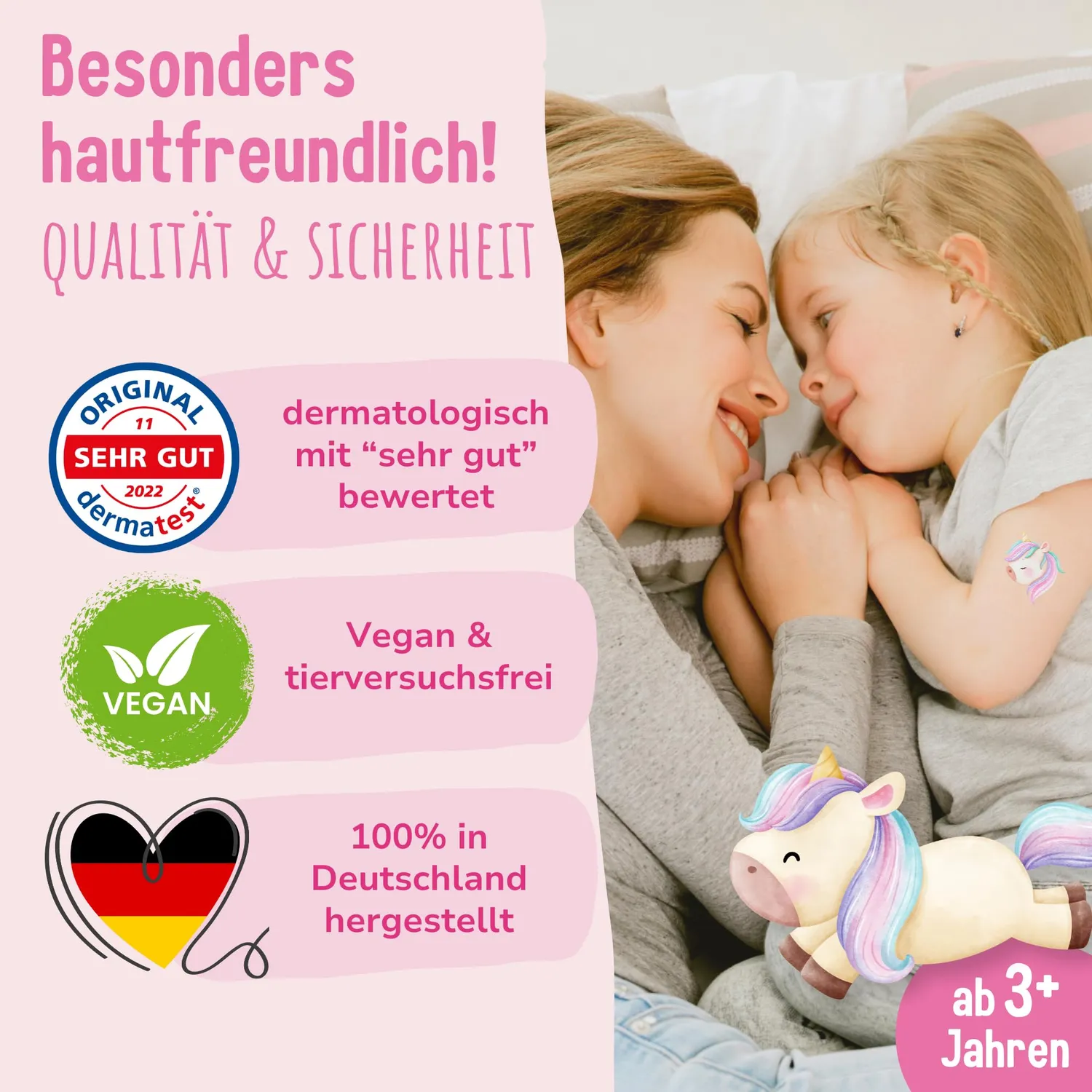 MeinBaby123 Kinder Tattoos Einhorn Fee 550 Stück 5er Set