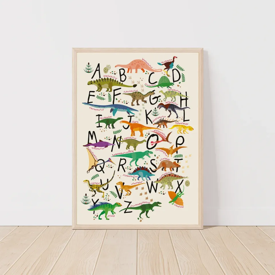 MeinBaby123 Dino ABC Poster A2 Kinderzimmer 300g matt