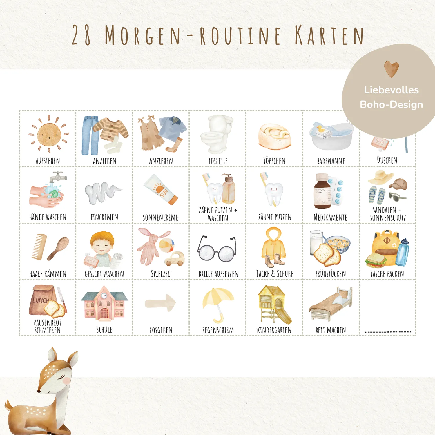 MeinBaby123 Süße Tiere Morgen-Abendroutine PDF Ausdruck