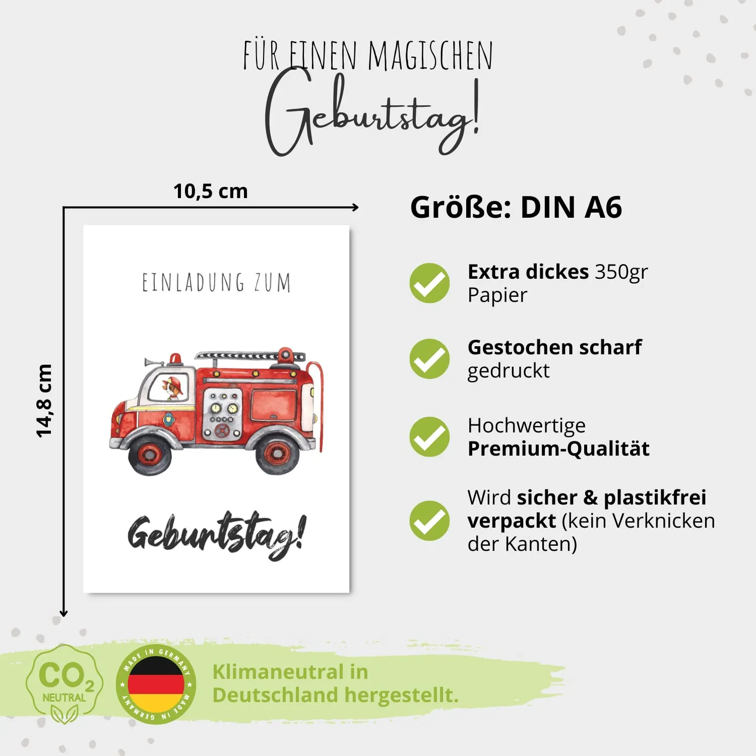 MeinBaby123 Feuerwehr Einladungskarten Kindergeburtstag 10er