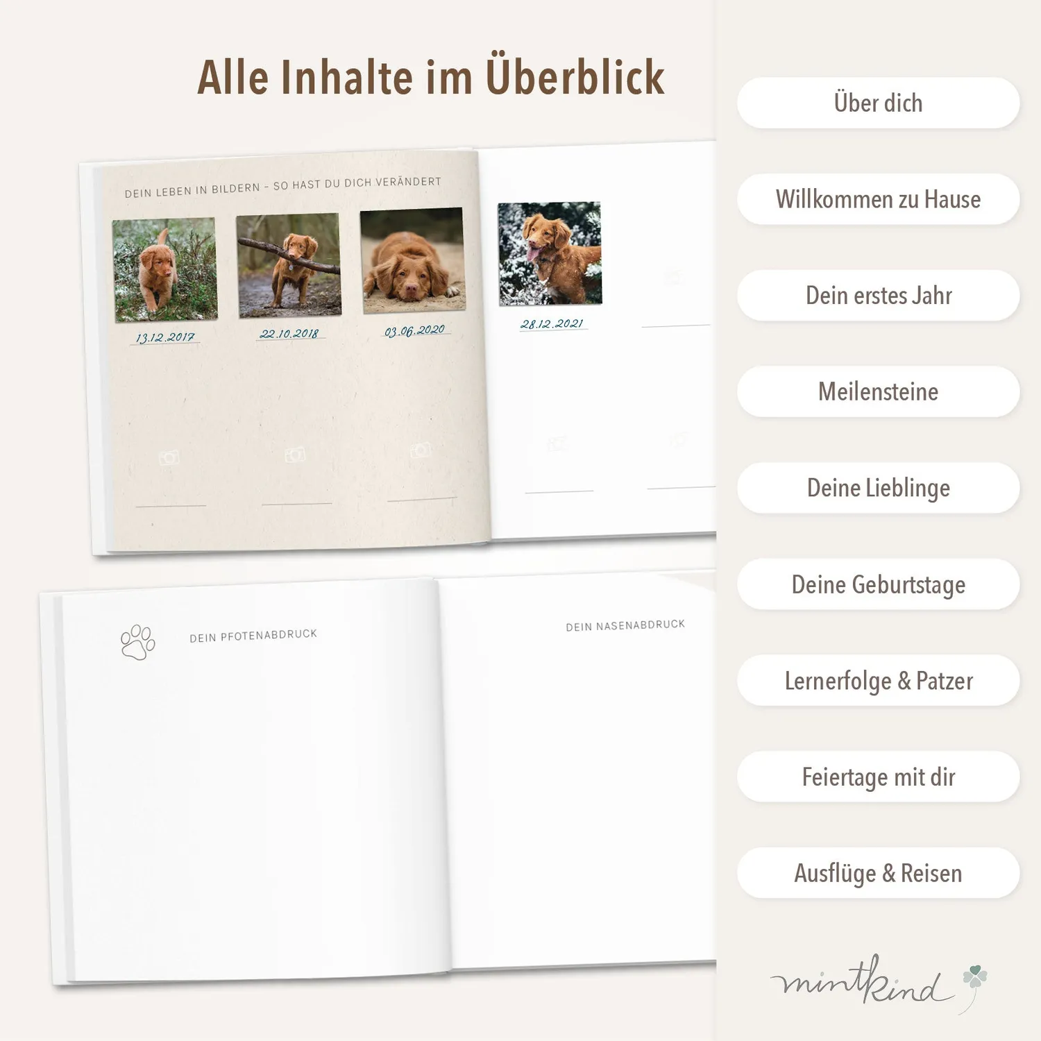 MINTKIND Vier Pfoten Erinnerungsbuch Hund Hardcover