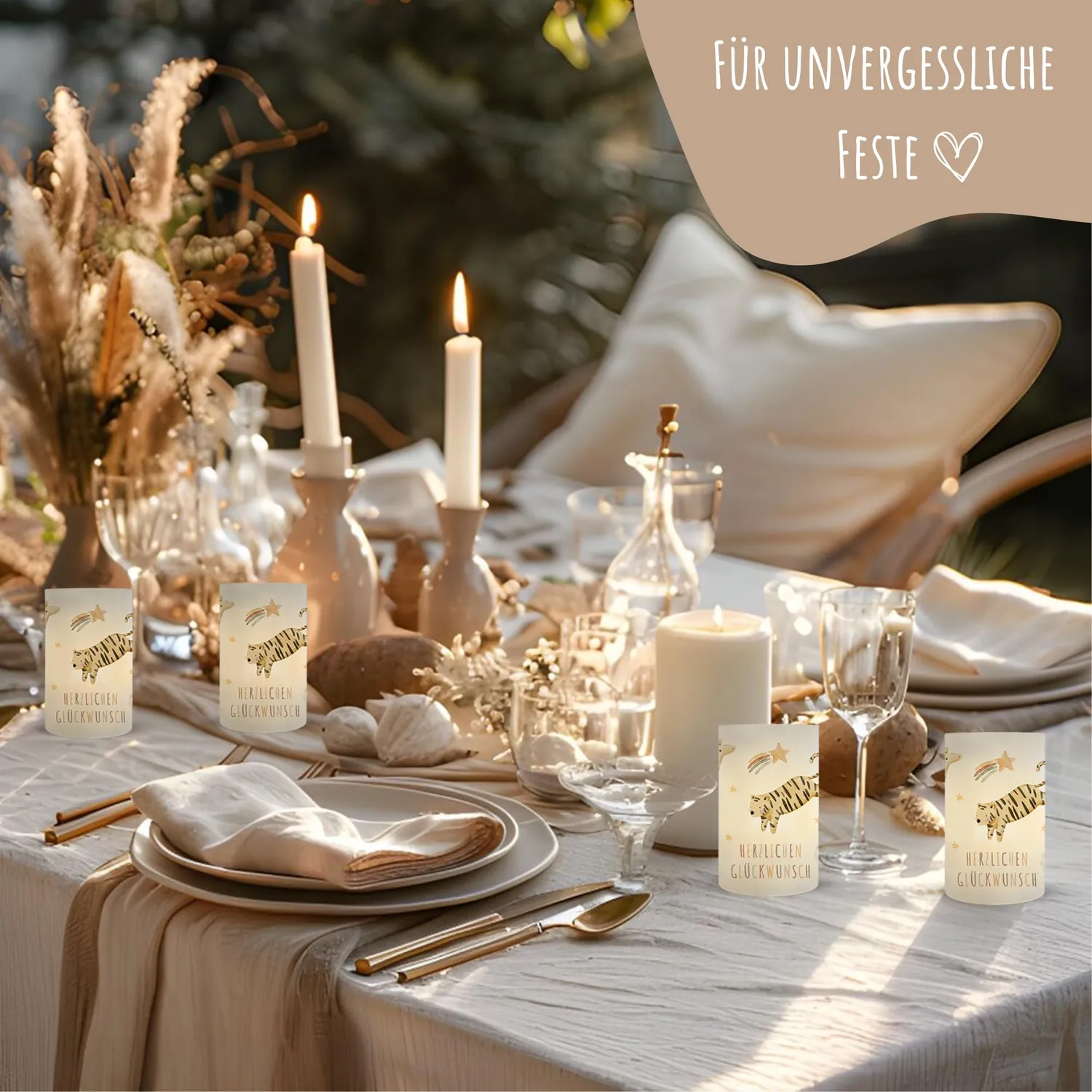 MeinBaby123 Boho-Tiere Windlichter 10 Stück Transparent