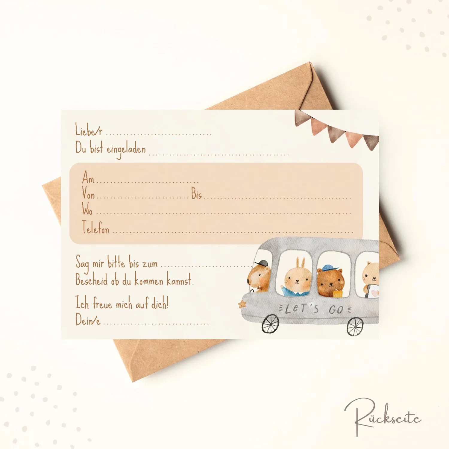 MeinBaby123 Doodle Boho Einladungskarten Kindergeburtstag 10er