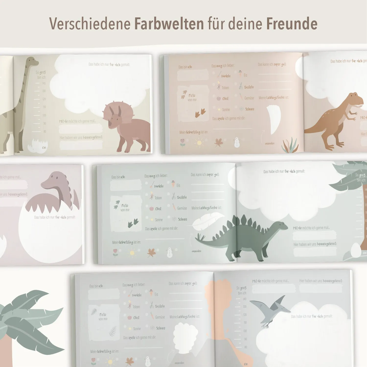 MINTKIND Dino Freundebuch Kindergarten DIN A5 quer