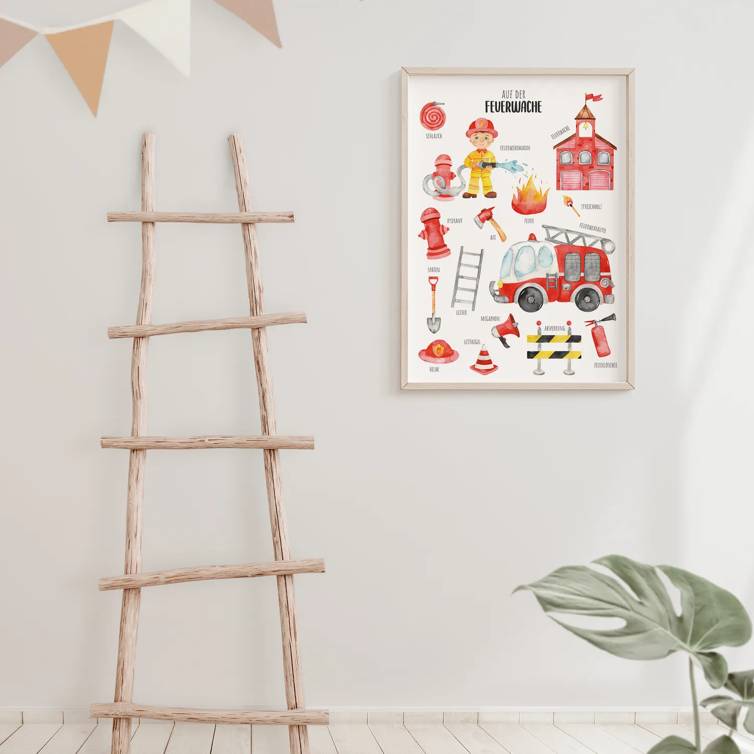 MeinBaby123 Feuerwehr Kinderzimmerposter A2 matt
