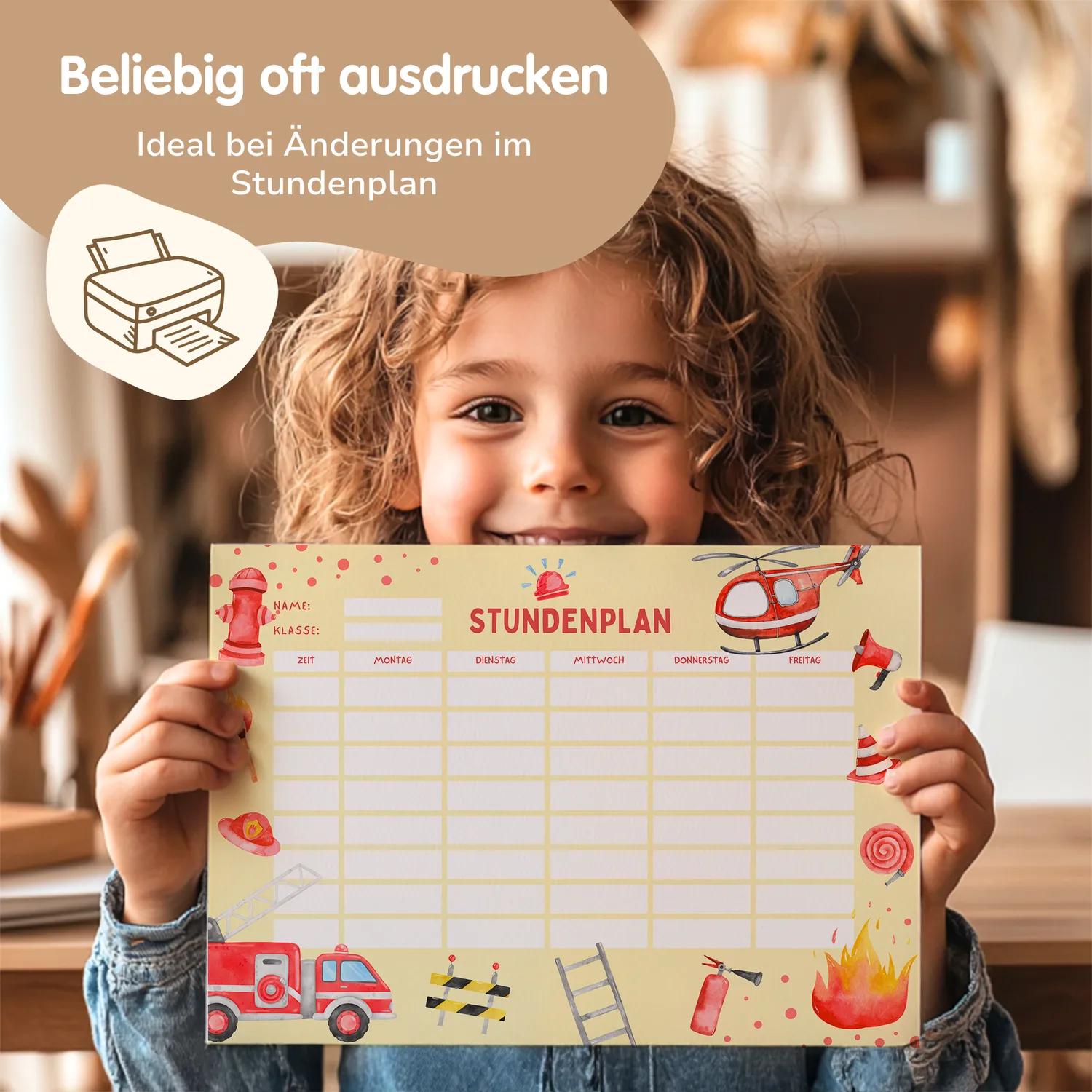 MeinBaby123 Feuerwehr2 Stundenplan zum Ausdrucken PDF