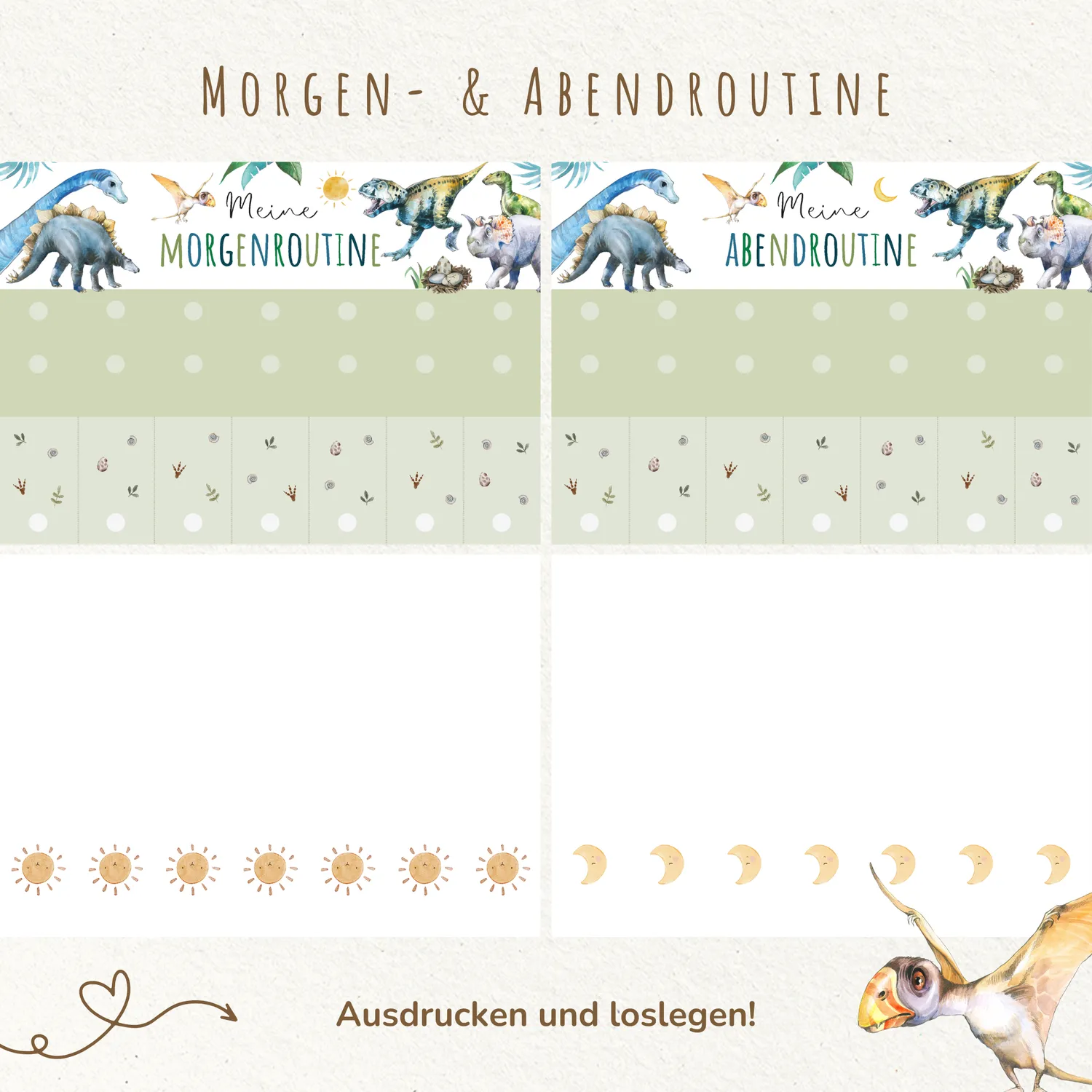 MeinBaby123 Morgen- Abendroutine Kinder Dino Ausdruck