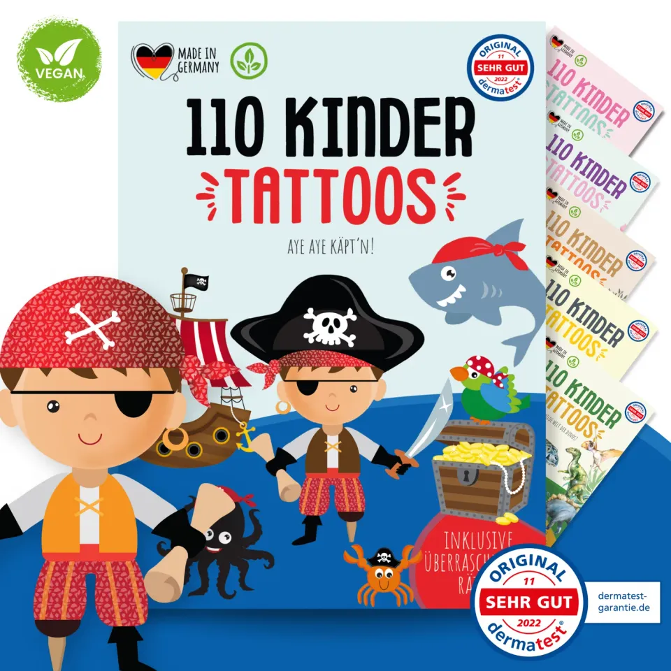 MeinBaby123 Piraten Kinder Tattoos 110er hautfreundlich