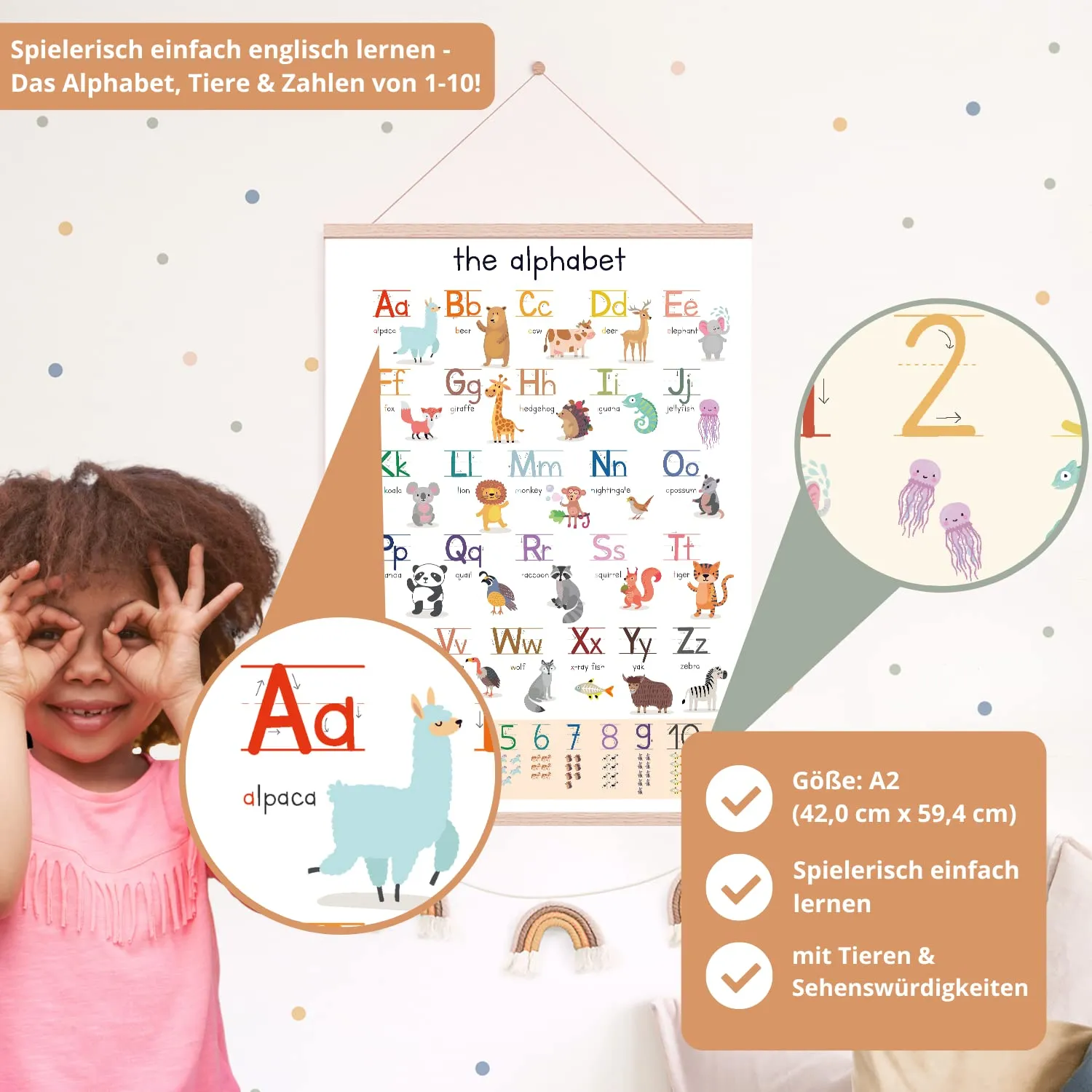 MeinBaby123 ABC englisch Lernposter Tiere A2 300g