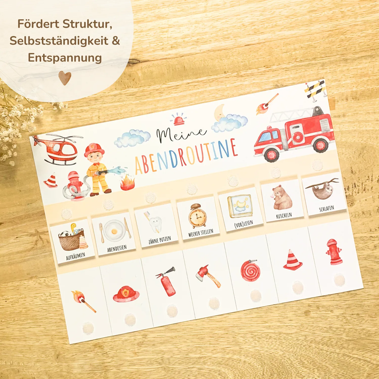MeinBaby123 Morgen- & Abendroutine Feuerwehr Routineplan PDF