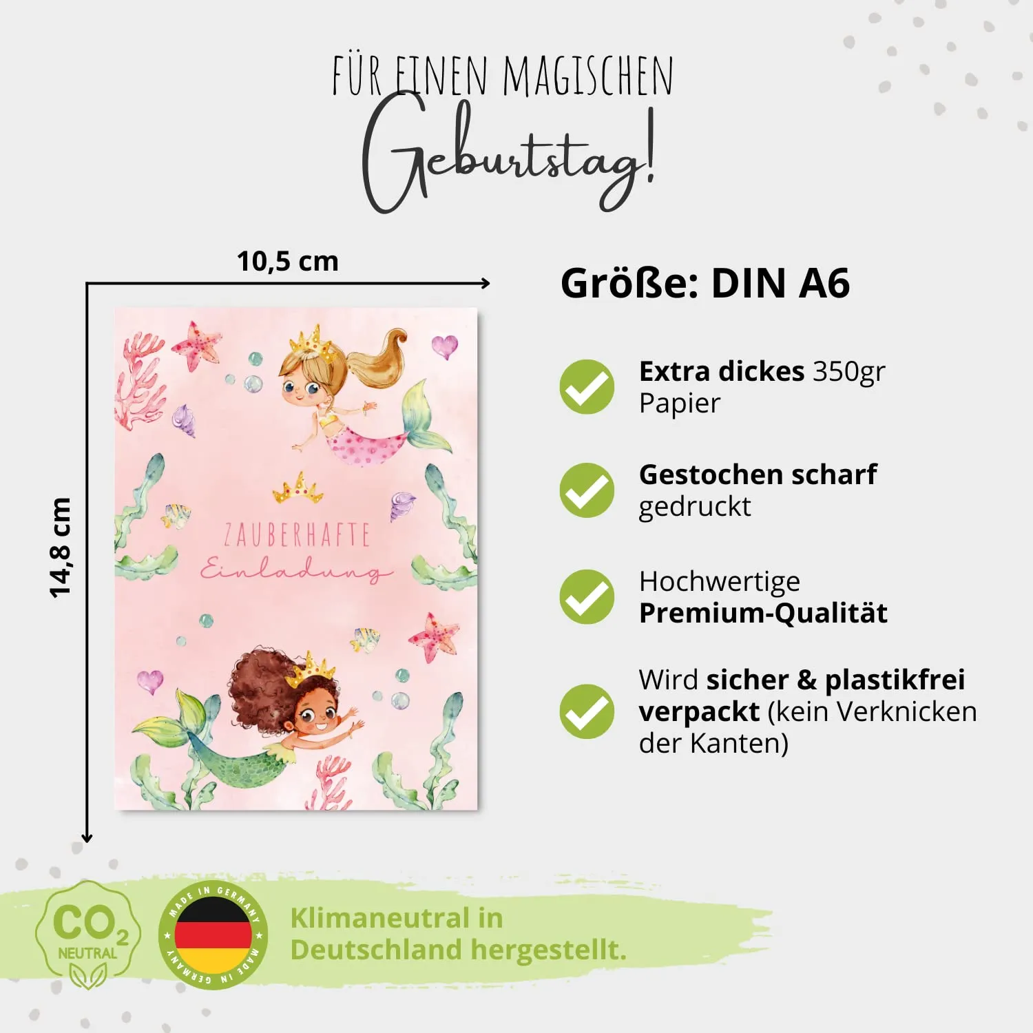 MeinBaby123 Meerjungfrau Einladungskarten 10er A6