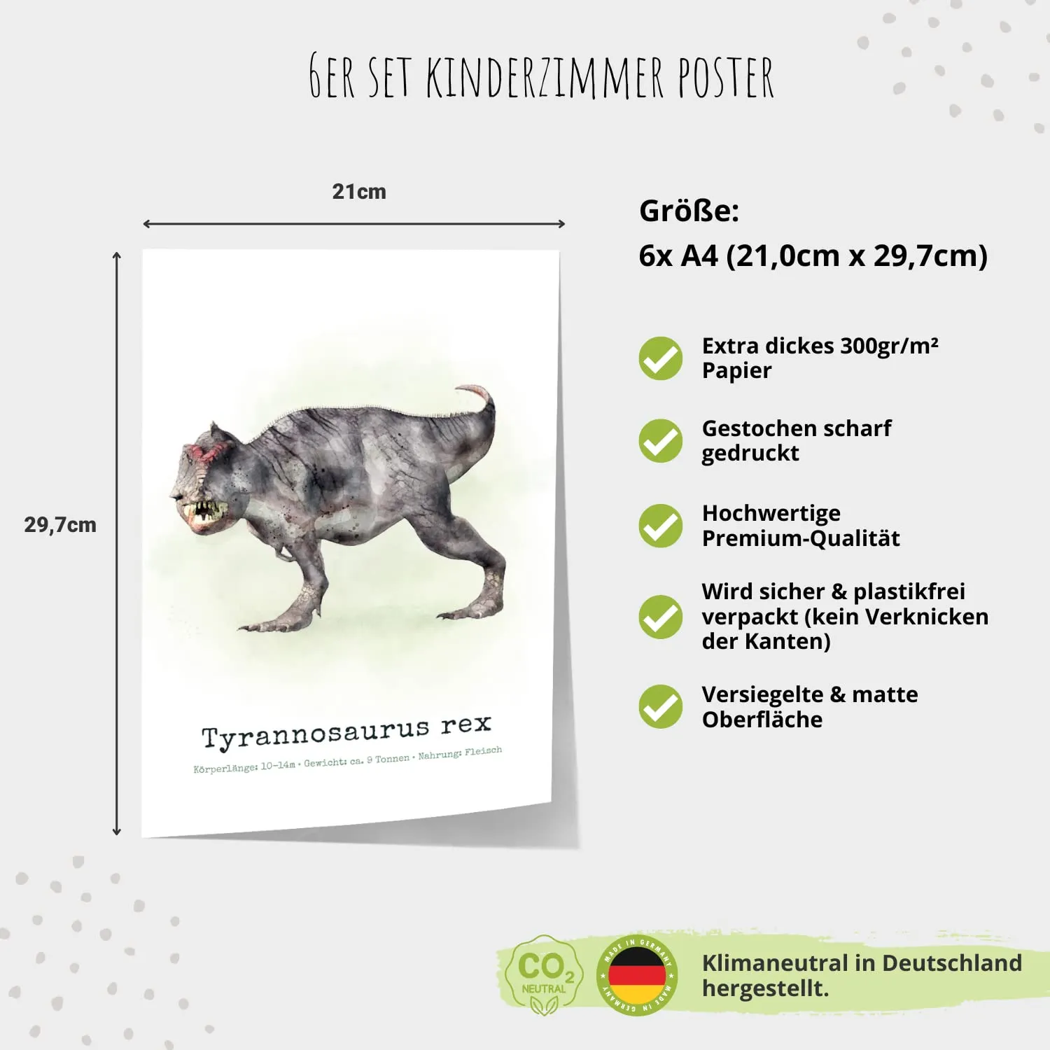 MeinBaby123 Dino Poster Set A4 6-teilig doppelseitig