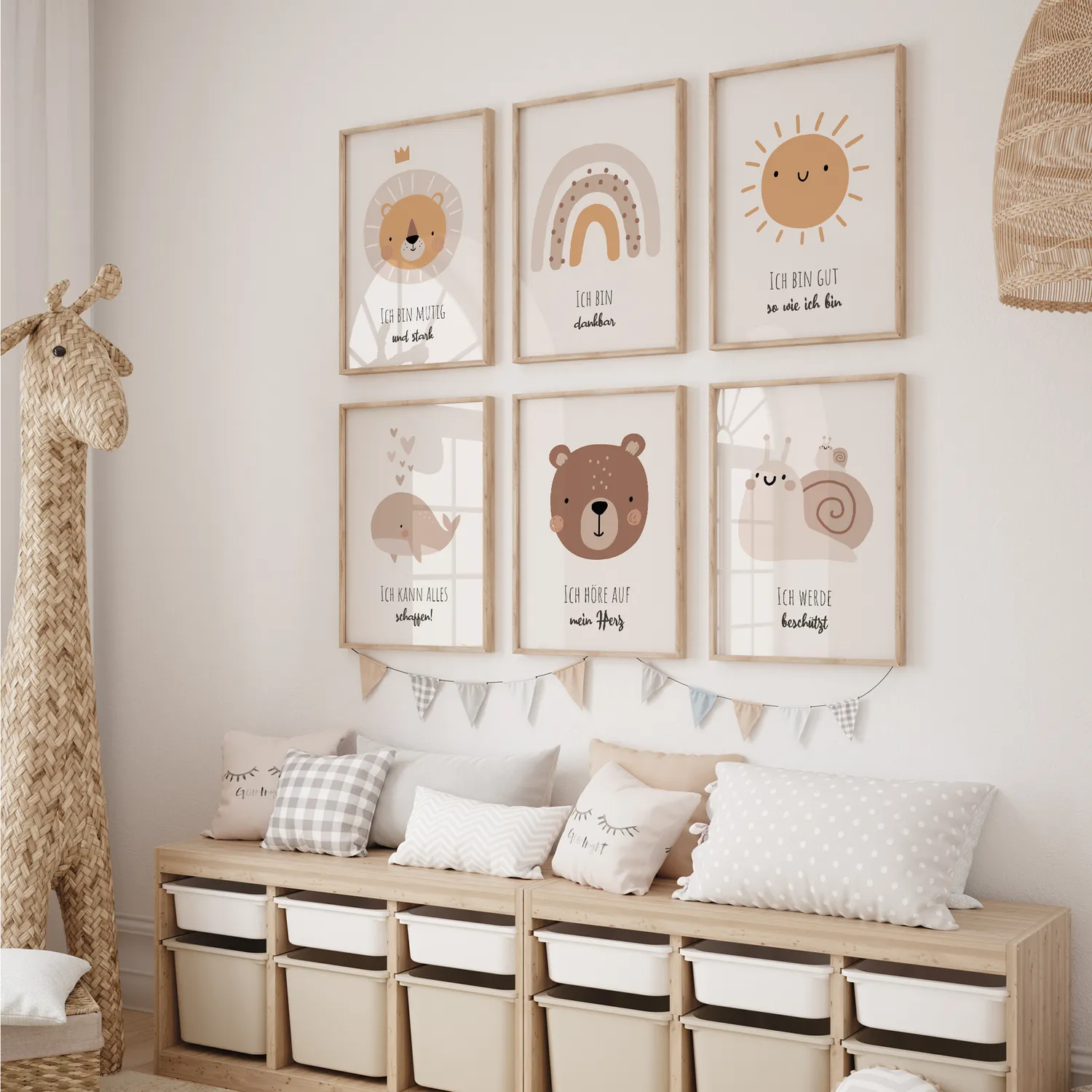 MeinBaby123 Poster Affirmation 6er Set A4 Boho Tiere