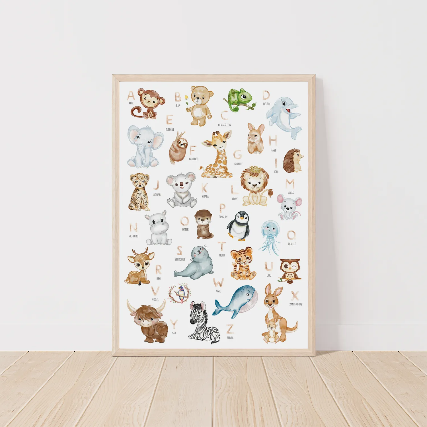 MeinBaby123 Lernposter Tiere Alphabet A2 300g + Bonus