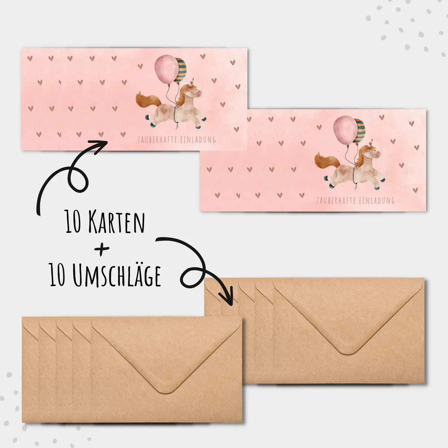 MeinBaby123 Einladungskarten Kindergeburtstag Einhorn 10er Set
