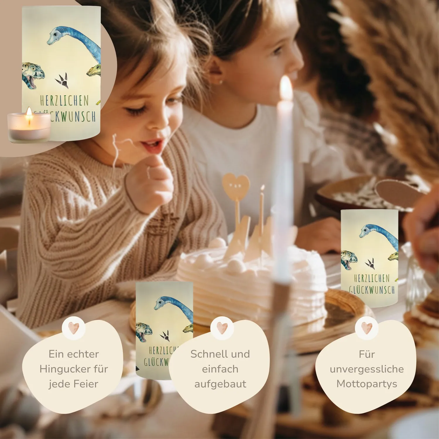 MeinBaby123 Dino Windlicht 10er Set Kindergeburtstag