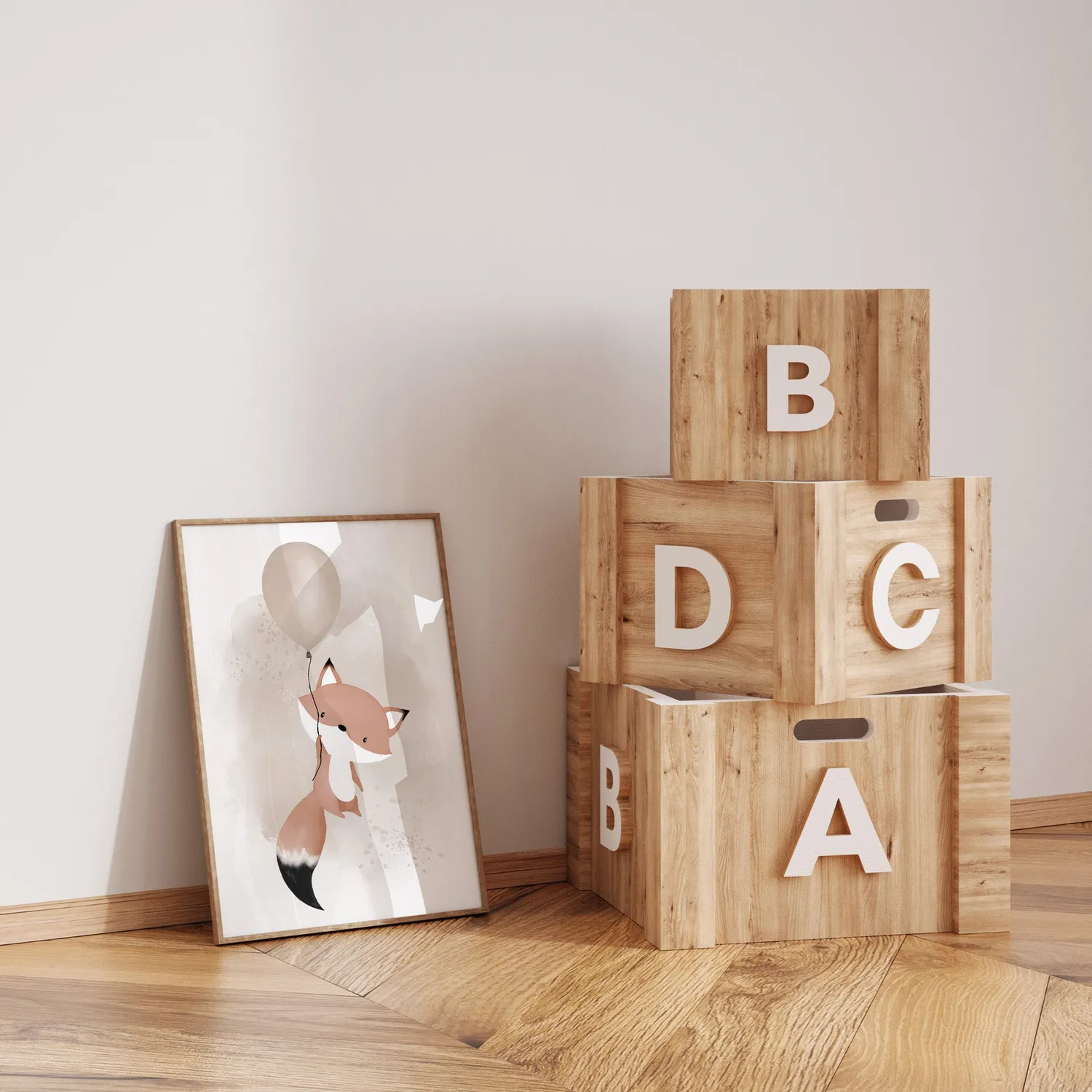 MeinBaby123 Kinderzimmer Poster 3er Set A4 Fuchs beige