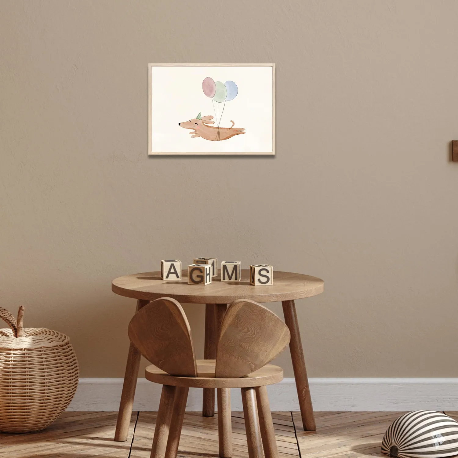 MeinBaby123 Poster Hund Luftballon A4 matt