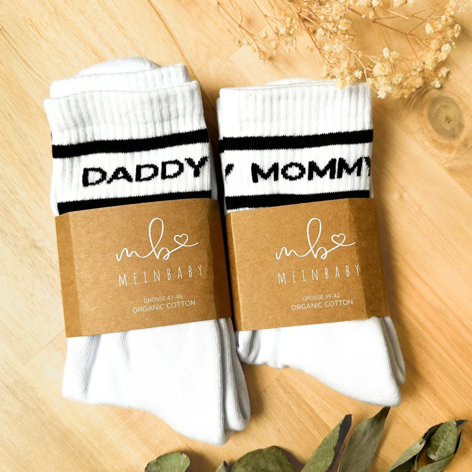 MeinBaby123 Mommy Daddy Retro-Socken Set Bio-Baumwolle