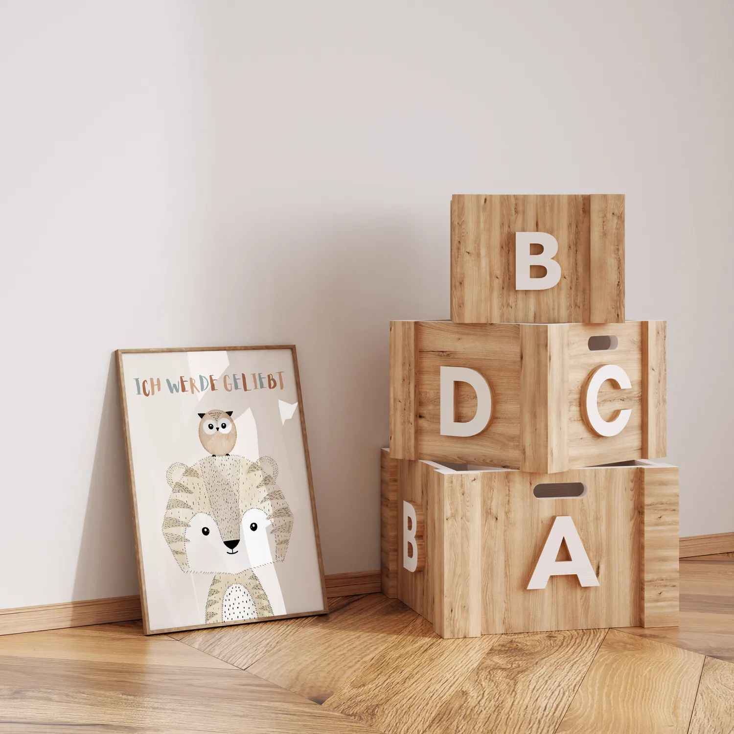 MeinBaby123 Kinderzimmerposter Vier Freunde Affirmation 4er Set A4