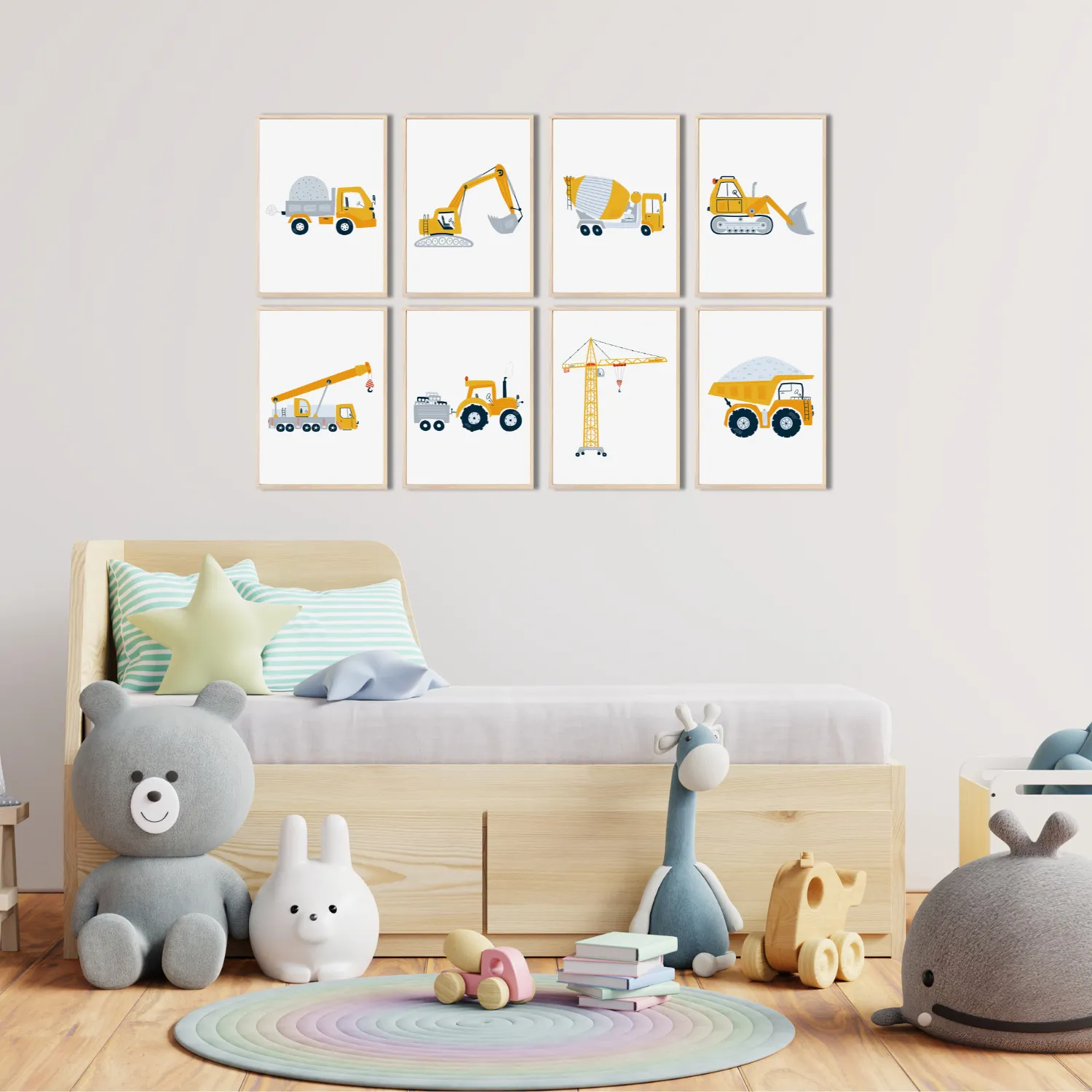 MeinBaby123 Bagger Kinderzimmerposter 8er Set A4 matt