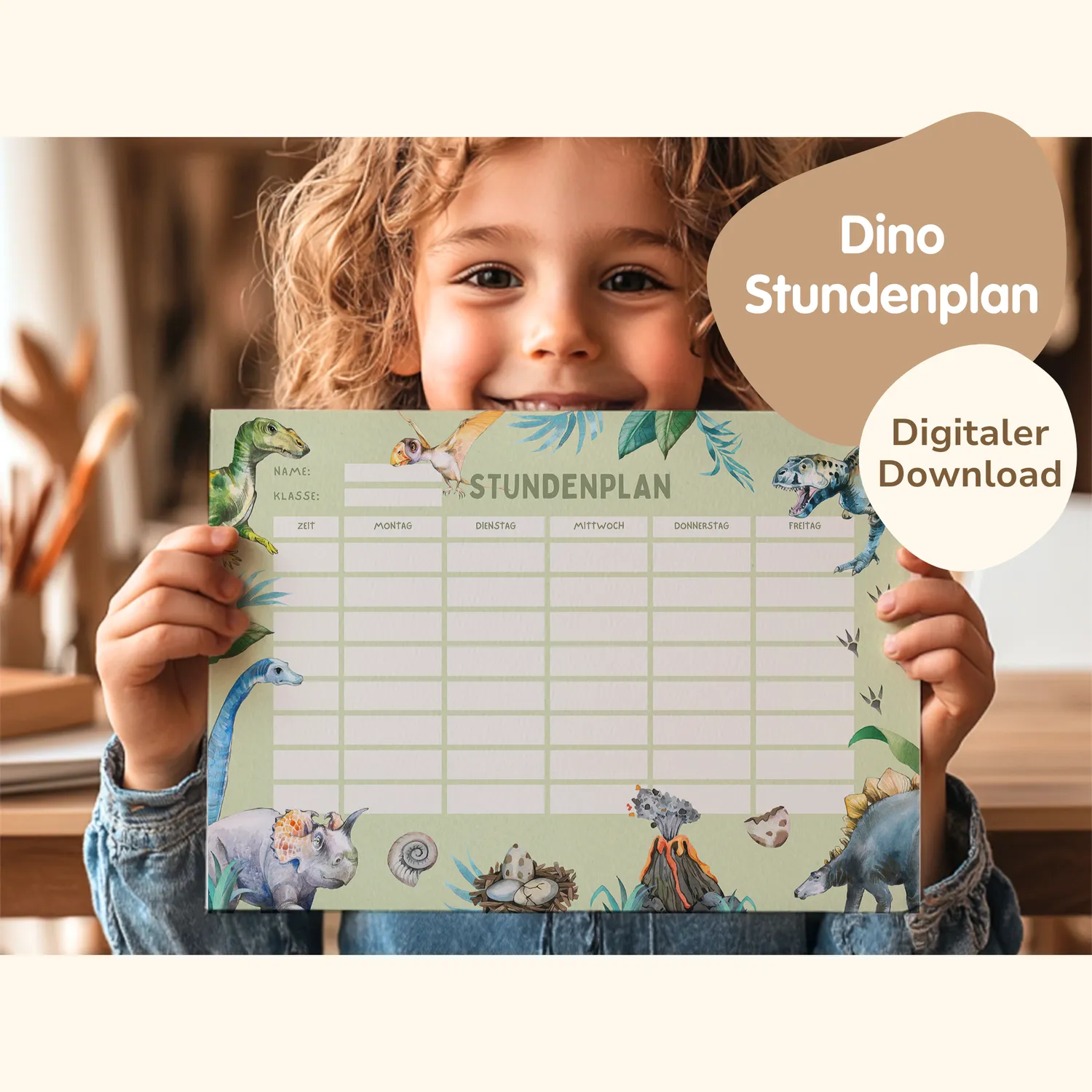 MeinBaby123 Dinos Stundenplan zum Ausdrucken PDF A4