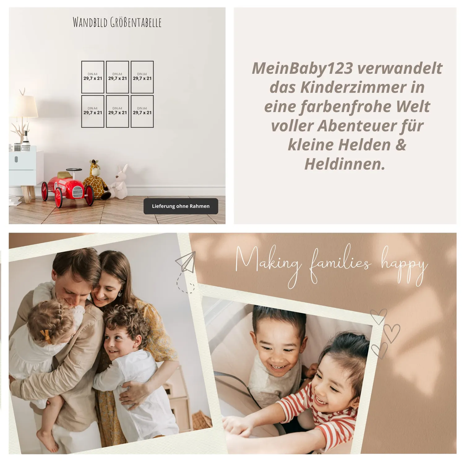 MeinBaby123 Süße Tiere Poster 6er Set A4 Boho