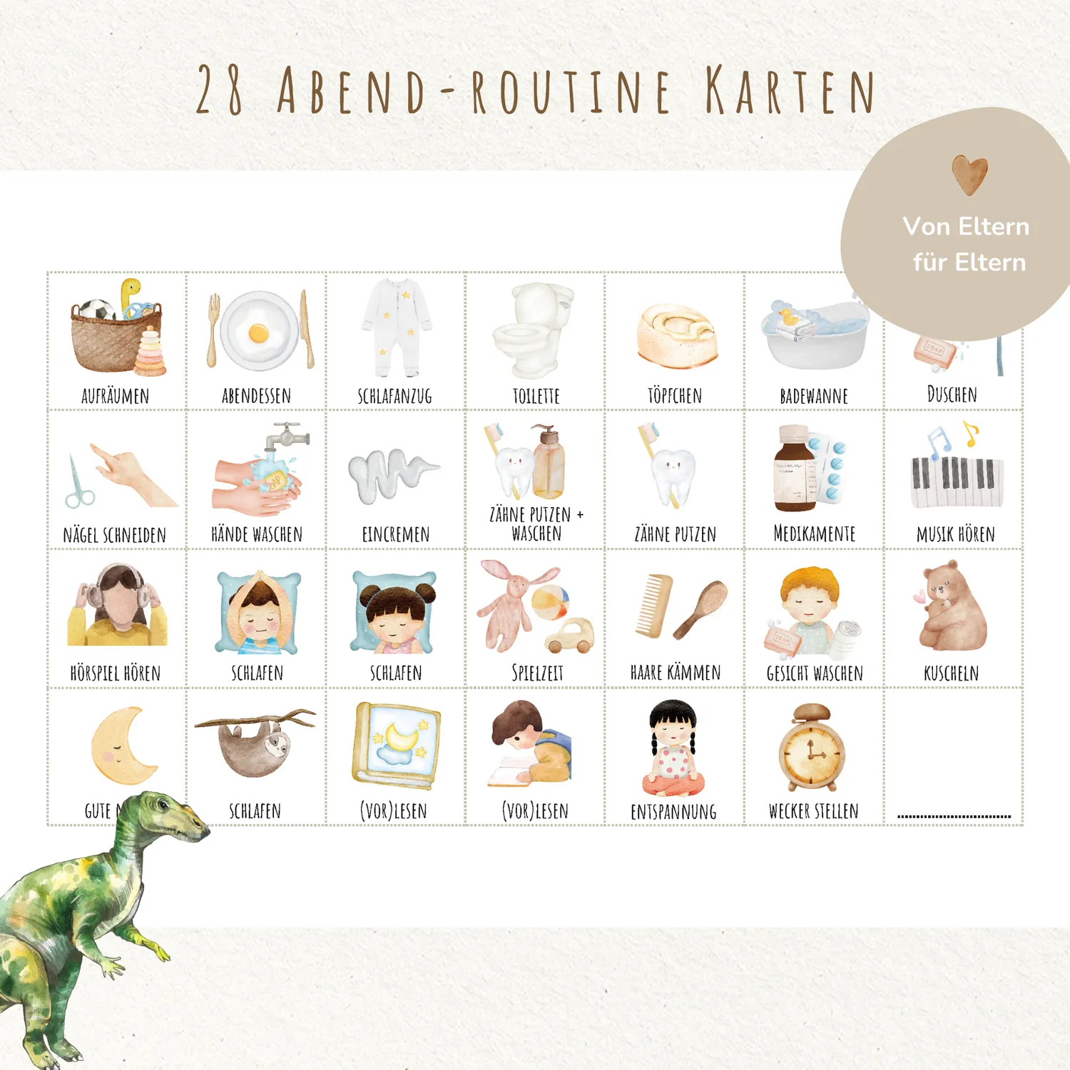 MeinBaby123 Morgen- Abendroutine Kinder Dino Ausdruck