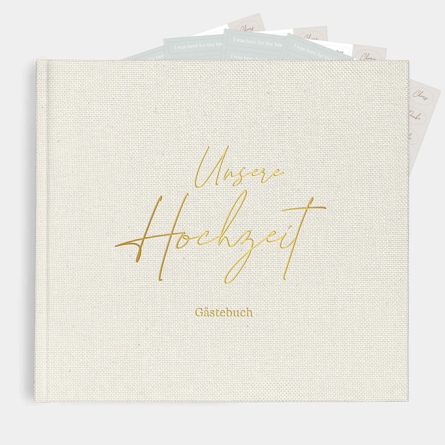MINTKIND Gästebuch Hochzeit Leinen Offwhite mit Fragen