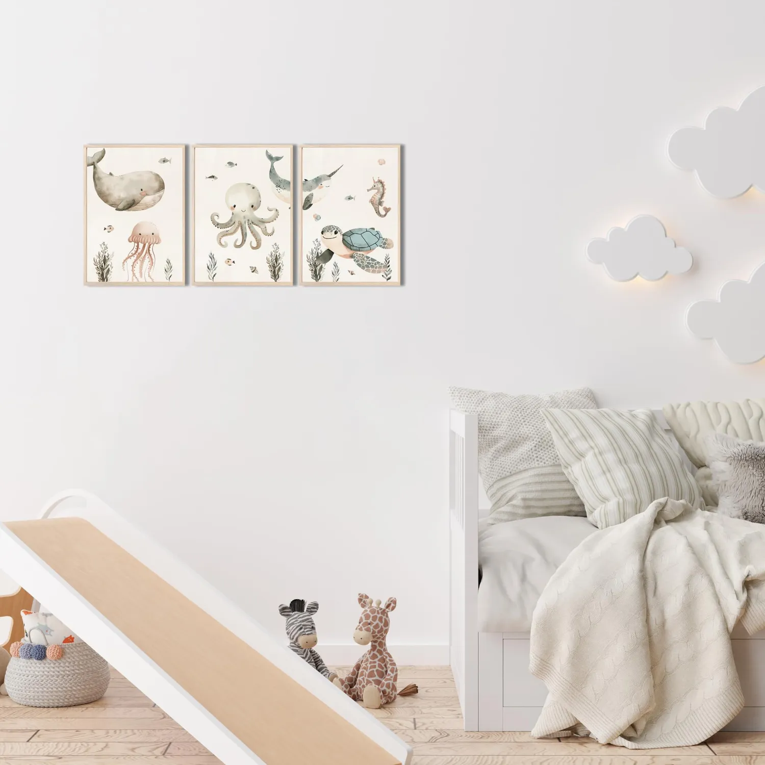 MeinBaby123 Kinderzimmerposter 3er Set A4 Unterwasserwelt Poster matt