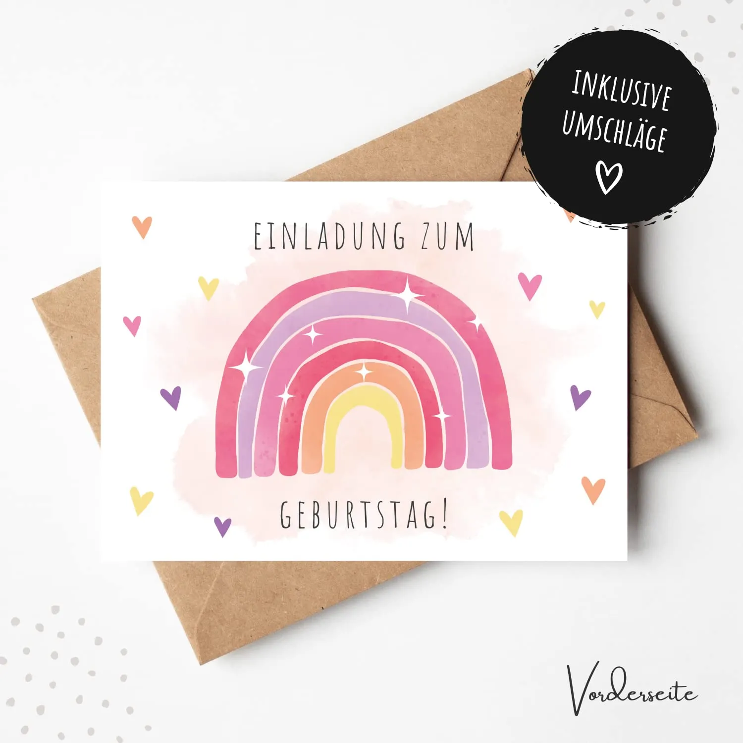 MeinBaby123 Regenbogen rosa Einladungskarten Kindergeburtstag 10er Set
